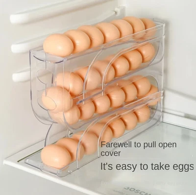 Caja de almacenamiento automática de rodillos para huevos de 4 niveles 1 pieza para uso en nevera y cocina - NUEVA Foto 1 de 4
