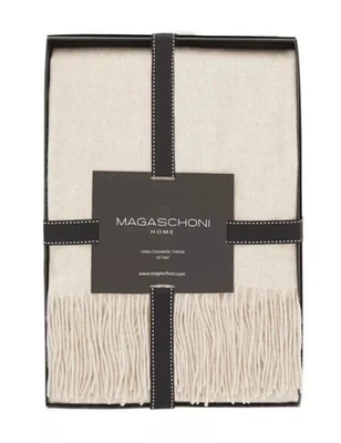 New Listing100% Cashmere Luxury Throw Blanket Oatmeal Heather MAGASCHONI SZ (50x60) $298