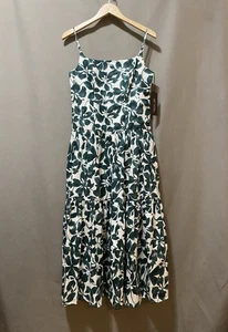 NWT Rachel Zoe Women Sleeveless 100% Cotton Maxi Dress SZ XS White Green Floral - Picture 1 of 14