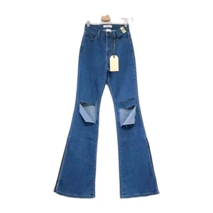 Pantalones de mezclilla vibrantes MIU para mujer acampanados talla 9 cintura 28 azul elástico HECHOS EN EE. UU. Bell Sli - Imagen 1 de 19