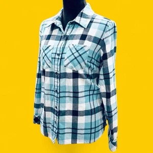 Camicia Christopher & Banks blu a quadri in flanella con bottoni manica lunga Lumberjack SM - Foto 1 di 5