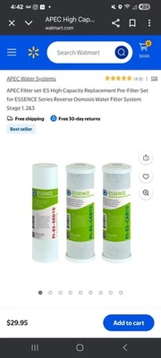 APEC Filter set-ES High Capacity Replacement Pre-Filter Set for ESSENCE - Image 1 of 3