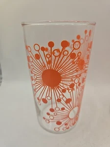 Vintage Orange Starburst Atomic Juice Glasses Tumblers Glass Mid Century NOS - Picture 1 of 6