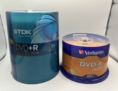 TDK DVD+R & Verbatim DVD-R 150 Blank Units Recordable Discs - Brand New Sealed - Image 1 of 2