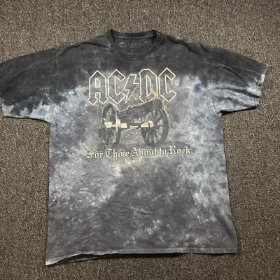 Футболка Liquid Blue AC/DC «For Those About to Rock» галстук-краситель черная/серая мужская размер XL - Изображение 1 из 4