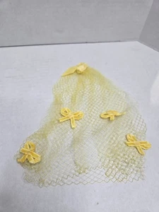 Vintage Lace Hair Net Baby Bonnet Yellow Bows  - Picture 1 of 7