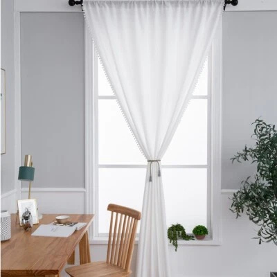 1-панельные хлопчатобумажные льняные занавески кисточки карманные драпированные жалюзи для гостиной - Изображение 1 из 4