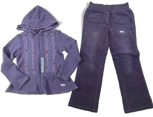 Naartjie Girl Purple Cotton Zip Up Long Sleeve Hooded Jacket Corduroy Pant Set 8 - Picture 1 of 11