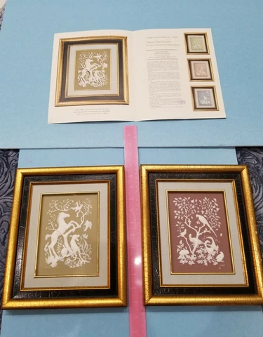 1970s Original Art Set Of Parian Porcelain Pictures Vintage. Bird Horse Plaque Cover