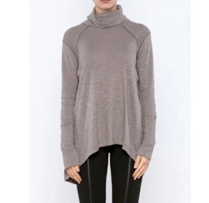 Free People Turtleneck Split Back Heathered Tunic Top Women's Size M - Picture 1 of 10
