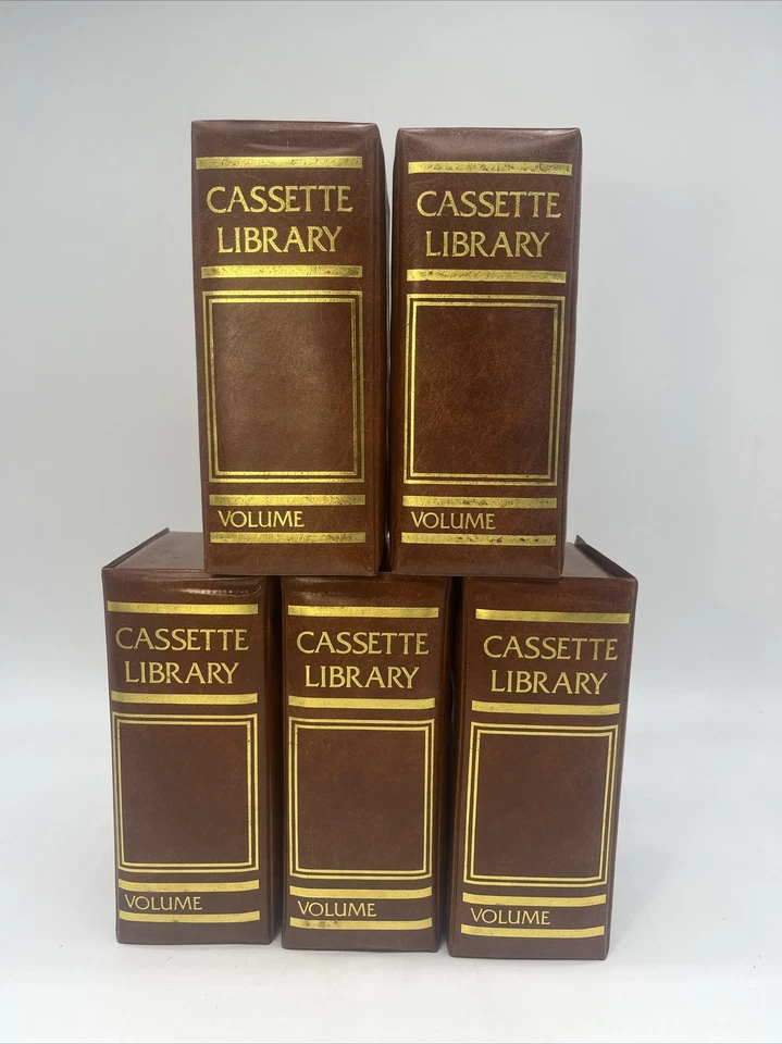 Vintage Cassette Audio Tape Library Book Style Case Holder Brown Gold Lot Of (5) - Image 1 of 4