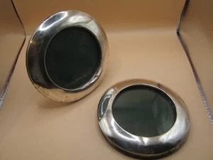 Birmingham 1917 Paar Sterling Silber Bilderrahmen Bullauge Design - Bild 1 von 4