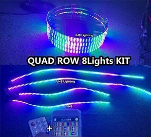 JHB 15.5" Brightest QUAD ROW CHASING LED Wheel Lights + Underglow Strips 8pcskit - Picture 1 of 23