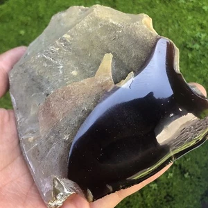 174GR AMBRA NATURALE PARZIALMENTE LUCIDATA, MARRONE SCURO CON STAMPA DI CORTECCIA - Foto 1 di 7