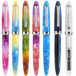 Penbbs 308 Colorful Acrylic Fountain Pen iridium Medium Nib M Converter Gift New - Picture 1 of 23