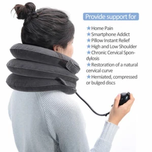 INFLATABLE PORTABLE TRAVEL AIR PILLOW AIR CUSHION NECK HEAD FLIGHT REST SUPPORT - Picture 1 of 14