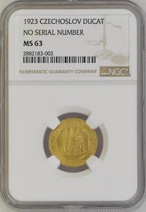 CZECHOSLOVAKIA - CZECH REP , GOLD 1 DUCAT 1923 KREMNICA MINT  NGC MS 63 , RARE11 - Picture 1 of 2