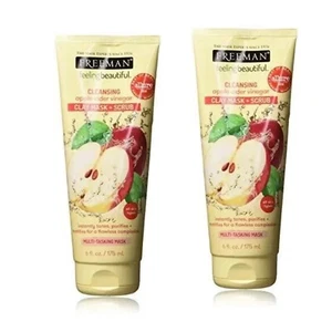 2 X Freeman Facial Apple Cider Vinegar Clay Mask + Scrub 175ml Tones & Purifies - Picture 1 of 4