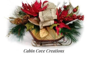 Christmas Sleigh Floral Arrangement Holiday Centerpiece - Picture 1 of 11