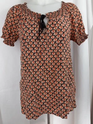 Blusa Joie Mujer Estampado Elefante Seda Negra Naranja Manga Elástica Talla Xpequeña Foto 1 de 4
