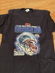 Vintage New England Patriots T Shirt Men's XL Blue 2001 AFC Champions