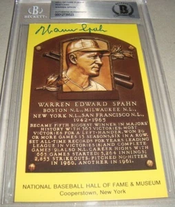 WARREN SPAHN autograph signed HOF in 1973 plaque BECKETT auth MILWAUKEE BRAVES c - Picture 1 of 6