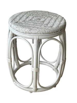 Rattan Natural Handmade Wicker Stool Plant Stand/Side Table 17x15 - Image 1 of 4