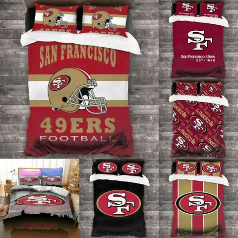 San Francisco 49ers Comforter Cover Bedding Set 3 Piece Duvet Cover & Pillowcase Cover