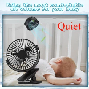 3 Speeds USB Rechargeable Mini Cooling Fan Clip On Desk Baby Stroller Portable - Picture 1 of 19