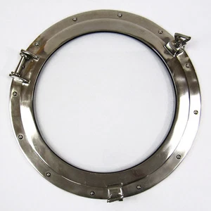 Ships Porthole Glass Window Aluminum Chrome Finish 20" Round Nautical Wall Decor - Picture 1 of 3