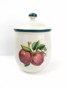 Casuals by China Pearl 7" × 4 3/4" Apple Canister with Green Trim Excellent Euc - Picture 1 of 6