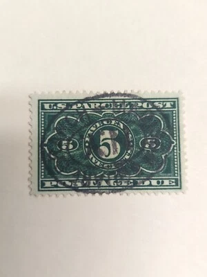 US Stamp Scott JQ3 PSE FR-G 20 Fancy Cancel 1913 Parcel Post Due 5¢ Dark Green  - Image 1 of 4
