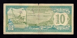 F.C. ANTILLAS HOLANDESAS , 10 GULDEN 1979 , B/C (FINE) , SUCIO , ROTURA , P.16a - Imagen 1 de 2