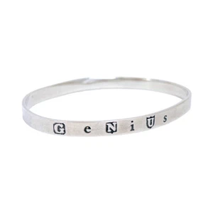 Vass Ludacer Sterling Silver 925 Bangle Bracelet Stamped GENIUS Vintage 90s  - Picture 1 of 11
