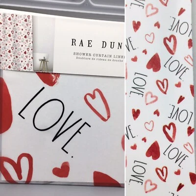 Rae Dunn Rojo Corazones Abiertos AMOR Cortina de Ducha REVESTIMIENTO Día de San Valentín Negro LL NUEVO Foto 1 de 4