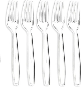 Premium Disposable Clear Plastic Forks (50 Count) | Parties, Events Everyday Use - Picture 1 of 5