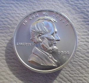 1 oz. 1914-D LINCOLN WHEAT CENT coin tribute 30mm fat BU round .999 fine silver - Picture 1 of 5