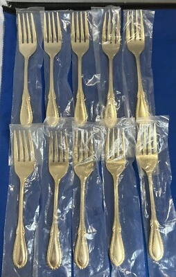 Juego de 10 tenedores de ensalada cubiertos de electroplato Farberware BREEZE GOLD Foto 1 de 4