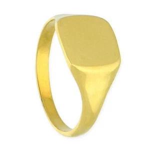 24k Yellow Gold Men's Cushion Signet Ring on Solid Sterling Silver Size M - Z - Picture 1 of 9
