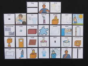 Tarjetas con imágenes de opuestos - autismo/pecs/demencia/ primeros años/comunicación visual - Imagen 1 de 12