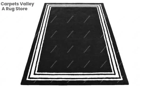 Border Plain Hand-Tufted Wool Handmade Area Rug Carpet for Living Room, Bedroom - Picture 1 of 24