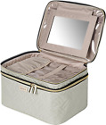8.8L Double Layer Travel Makeup Bag with Mirror for Women, Large Cosmetic Case, 