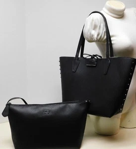 Guess Signature Reversible Studded Black 2pc Shoulder Bag Handbag Tote Purse NWT - Picture 1 of 12