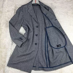 EIDOS Brilla Per il gusto Wool Coat Size 48 Check Italy - Picture 1 of 14