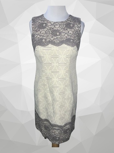 VETEMENTS Abito senza maniche foderato loft senza maniche color crema con finitura in pizzo grigio cerniera taglia 2