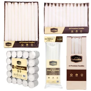 Variety of Lehadlik Unscented White Bistro Tapered Dinner And Tealight Candles - Picture 1 of 9