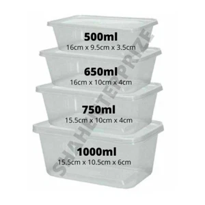 Contenedores de alimentos para llevar con tapas cajas de plástico para alimentos paquetes sellados a prueba de higiene - Imagen 1 de 12