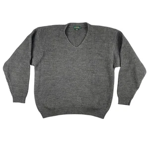 J Crew Sweater Mens L Gray Oarsman 100% Wool Knit Long Sleeve Pullover V Neck - Picture 1 of 8