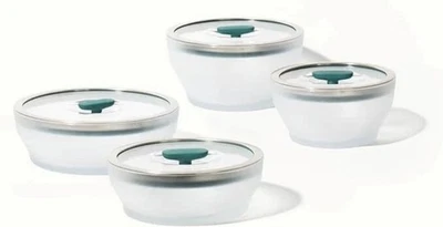 Juego de almacenamiento de alimentos de vidrio esmerilado y utensilios de cocina para microondas de 8 piezas. Precio de venta �� $246,84 Foto 1 de 4