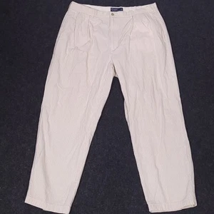 Polo Ralph Lauren Seersucker Andrew Pants Men 34x29 Beige Striped Preppy Trouser - Picture 1 of 15